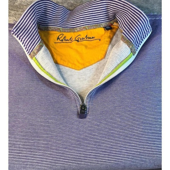 Robert Graham Striped Quarter Zip Pullover Mock Neck‎ Long Sleeved Size Large - Picture 5 of 8